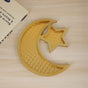2 Pcs Gold Textured Elegant Celestial Moon & Star Serving Tray - Gold Finish Decorative Platter for Home & V888-ELOSUNG36516