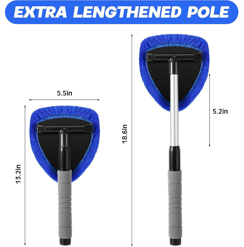 Red Car Windshield Cleaner Tool, Inside with 4 Reusable and Washable Microfiber Pads and Extendable Handle, V888-ELOSUNG36524