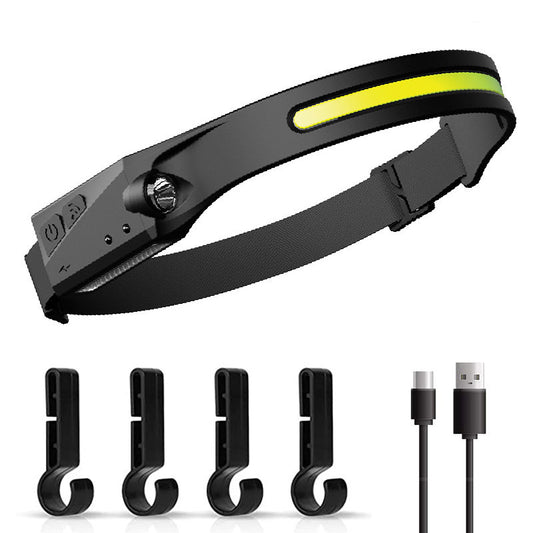 1 Piece Black Bright COB LED Headlamp with Motion Sensor - 230 degrees Wide Beam for Outdoor Camping, Hiking V888-ELOSUNG36525