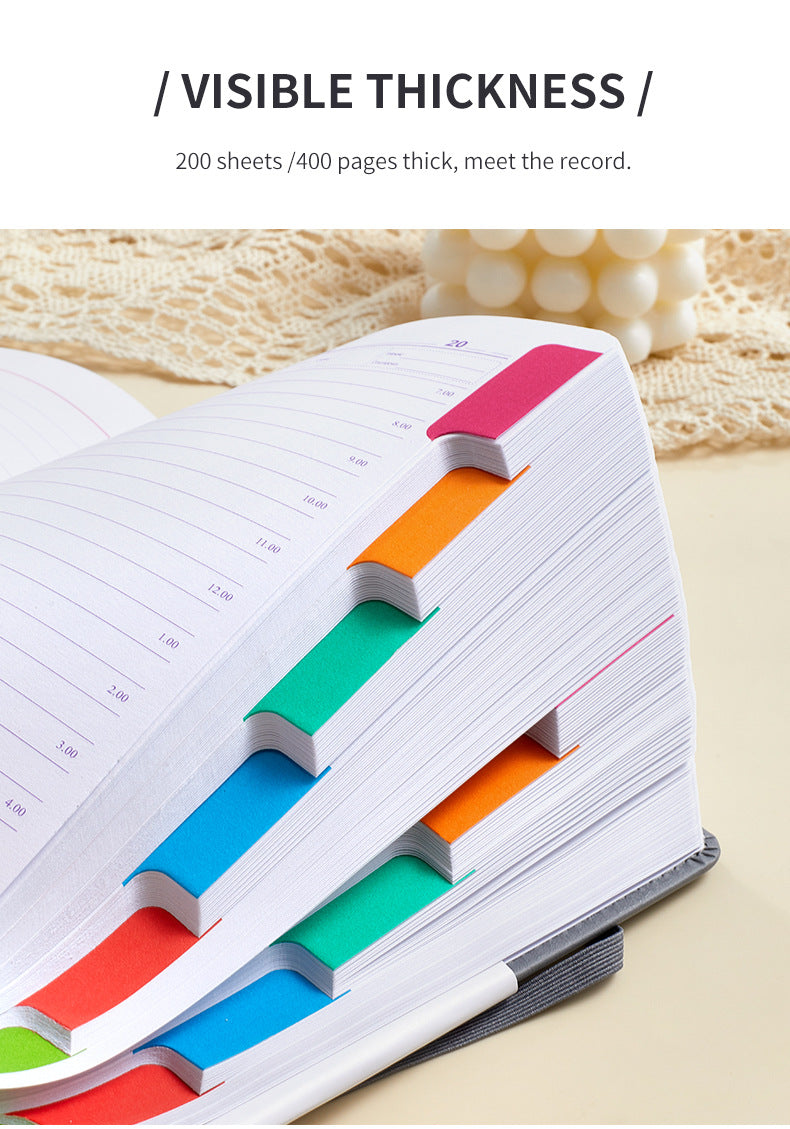Black A5 PU Leather Agenda for Productivity & Time Management-Undated Daily & Hourly Planner Pro V888-ELOSUNG36531