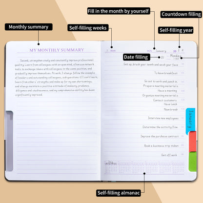 Orange A5 PU Leather Agenda for Productivity & Time Management-Undated Daily & Hourly Planner Pro V888-ELOSUNG36532
