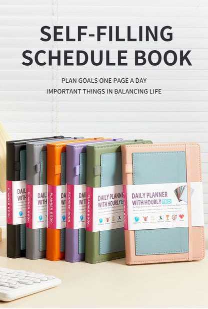 Pink A5 PU Leather Agenda for Productivity & Time Management-Undated Daily & Hourly Planner Pro V888-ELOSUNG36533