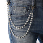 Silver and White Bling Rhinestone Beaded Wallet Chain - Double Layer Hip Hop Trouser Chain Jean Accessory(60g) V888-ELOSUNG36539