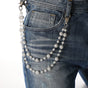 Silver and White Bling Rhinestone Beaded Wallet Chain - Double Layer Hip Hop Trouser Chain Jean Accessory(55g) V888-ELOSUNG36540