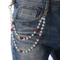 Red and White Bling Rhinestone Beaded Wallet Chain - Double Layer Hip Hop Trouser Chain Jean Accessory(45g) V888-ELOSUNG36542