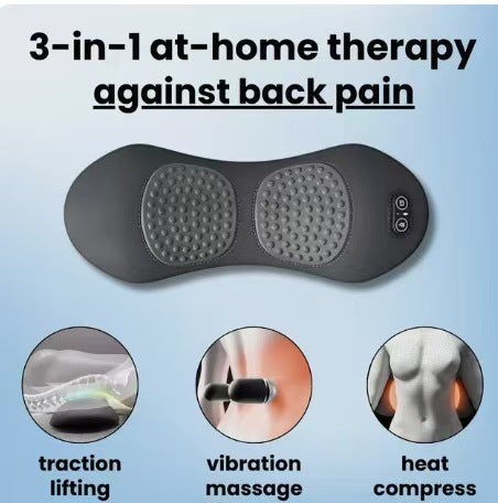 Dark Grey 3-in-1 Heated Back Stretcher with Vibration Massage & Traction Lift - Memory Foam Lumbar Support V888-ELOSUNG36543