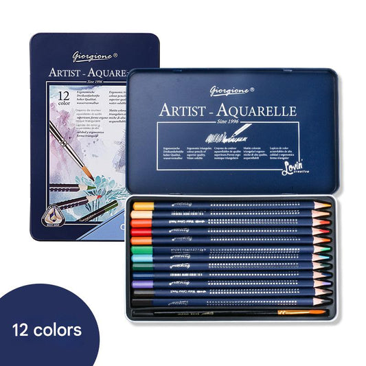 Giorgione Artist Watercolour Pencils 12-Color Set - Premium Water Soluble Colored Pencils for Art & Drawing V888-ELOSUNG36546