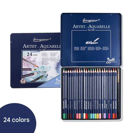 Giorgione Artist Watercolour Pencils 24-Color Set - Premium Water Soluble Colored Pencils for Art & Drawing V888-ELOSUNG36547