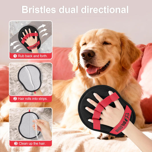 2-Pack Blue and Black Pet Hair Remover Glove - Reusable Double-Sided Deshedding Glove for Dog & Cat Grooming, V888-ELOSUNG36553
