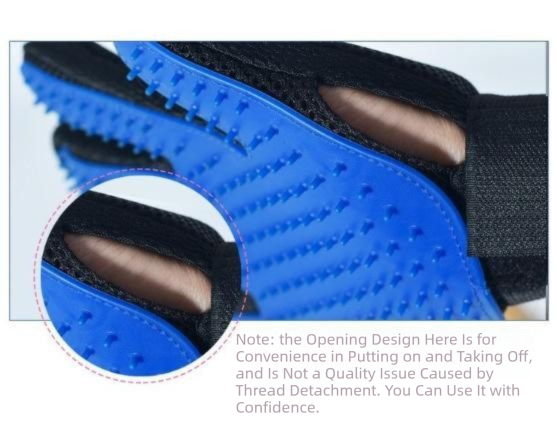 3 Pairs Blue Pet Grooming Gloves for Dogs & Cats - Deshedding, Bathing & Massage Brush V888-ELOSUNG36560