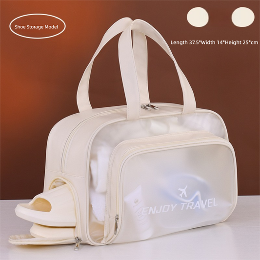 Beige Waterproof Wet Dry Separation Travel Bag - Gym, Beach, Swim, Sports Tote with Shoe Compartment(Filming V888-ELOSUNG36562