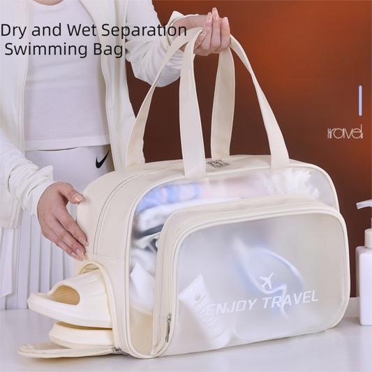 Beige Waterproof Wet Dry Separation Travel Bag - Gym, Beach, Swim, Sports Tote with Shoe Compartment(Filming V888-ELOSUNG36562