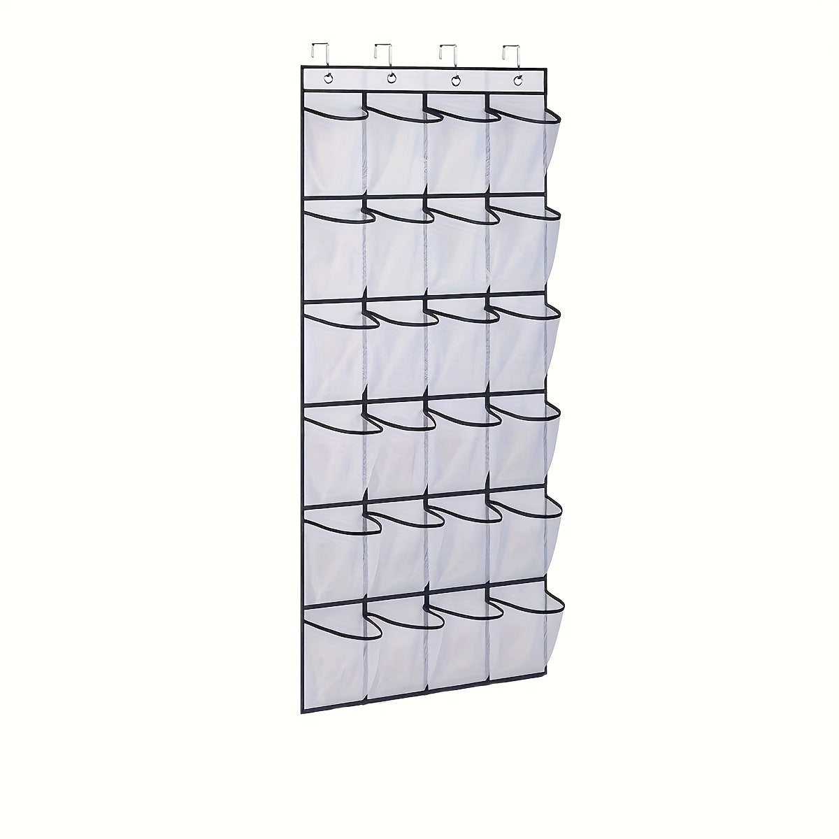 White Over the Door Shoe Organizer with 24 Mesh Pockets - Space Saving Hanging Storage for Shoes, V888-ELOSUNG36567