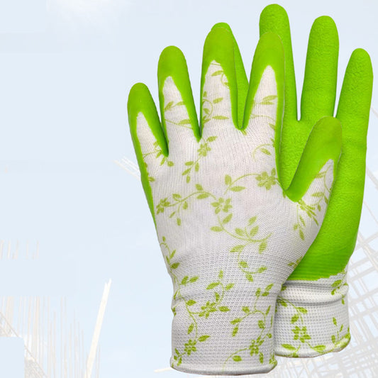 Green Garden Gloves - 5 Pairs Anti-Puncture, Waterproof, Wear-Resistant Gardening Work Gloves for Planting, V888-ELOSUNG36569
