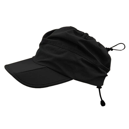 Black Foldable Packable Visor Cap for Women, Quick Dry Outdoor Running Sport Sun Protection Hat V888-ELOSUNG36570