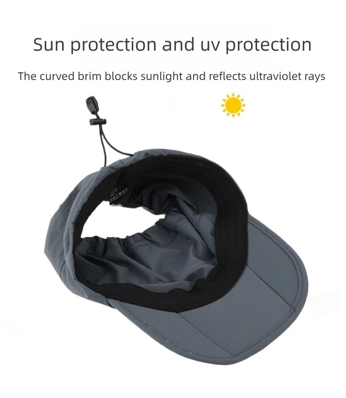 Black Foldable Packable Visor Cap for Women, Quick Dry Outdoor Running Sport Sun Protection Hat V888-ELOSUNG36570