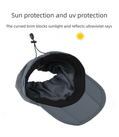 Black Foldable Packable Visor Cap for Women, Quick Dry Outdoor Running Sport Sun Protection Hat V888-ELOSUNG36570