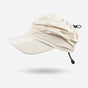 Beige Foldable Packable Visor Cap for Women, Quick Dry Outdoor Running Sport Sun Protection Hat V888-ELOSUNG36571