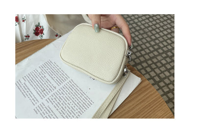 Black Women's Mini Genuine Leather Coin Purse Double Zipper Organiser Multi-function Wristlet Wallet V888-ELOSUNG36582