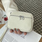 Beige Women's Mini Genuine Leather Coin Purse Double Zipper Organiser Multi-function Wristlet Wallet V888-ELOSUNG36583