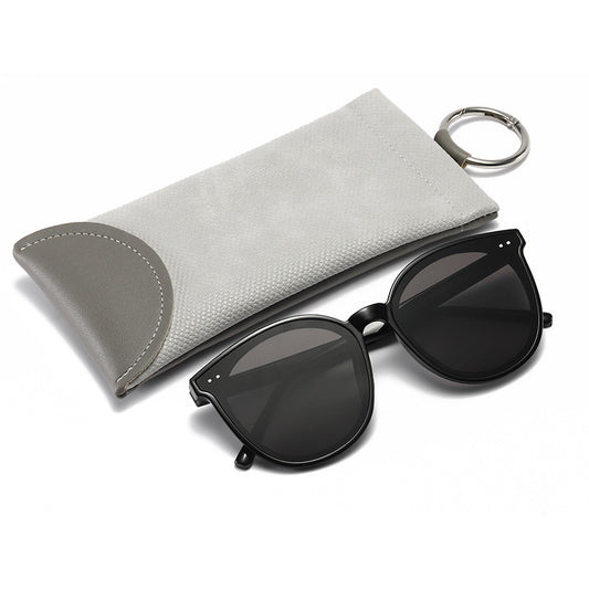 2 Pcs Grey Portable Eyeglasses Pouch with Keychain Snake Skin Pattern Soft Sunglasses Bag Fashion Myopia V888-ELOSUNG36591