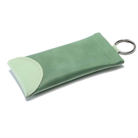 2 Pcs Green Portable Eyeglasses Pouch with Keychain Snake Skin Pattern Soft Sunglasses Bag Fashion Myopia V888-ELOSUNG36592