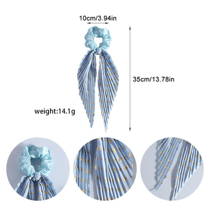 Handmade Pleated Scrunchie with Ribbon Ponytail Holder Hair Tie Hair Accessories 6 Colour Pack V888-ELOSUNG36594