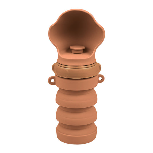 Brown Portable Collapsible Pet Water Bottle for Dogs Outdoor Travel Drinking Dispenser Silicone Pet Water Cup V888-ELOSUNG36597