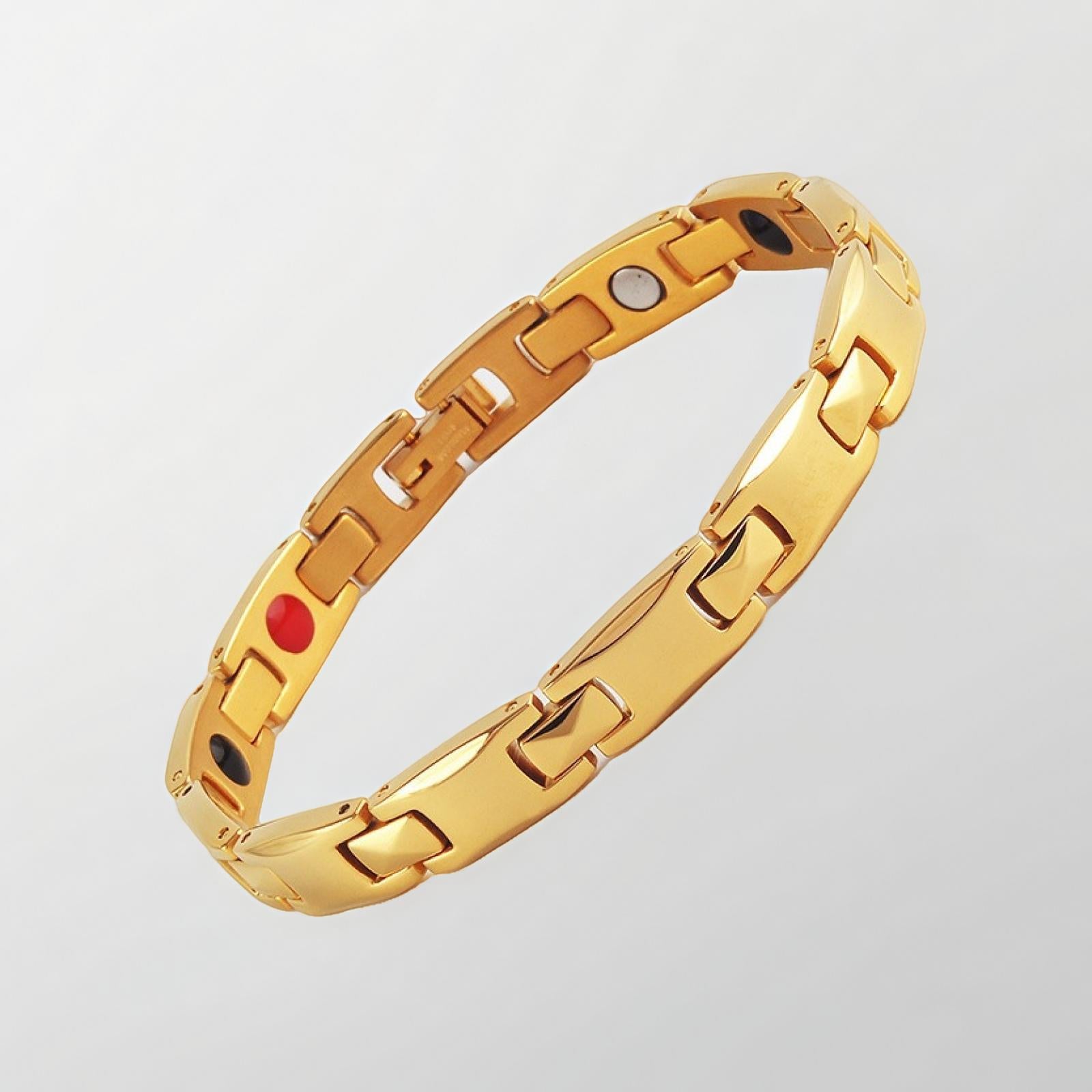 Gold Women's Titanium Steel Magnetic Bracelet with Negative Ions and Germanium Elements V888-ELOSUNG36598