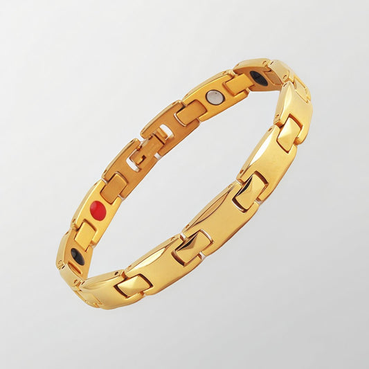 Gold Women's Titanium Steel Magnetic Bracelet with Negative Ions and Germanium Elements V888-ELOSUNG36598