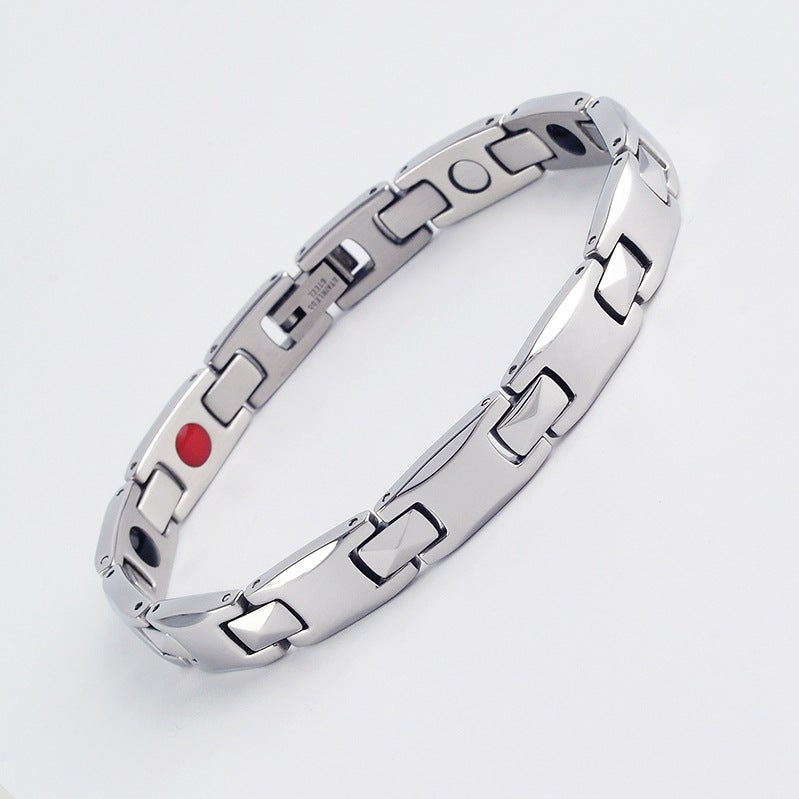 Silver Women's Titanium Steel Magnetic Bracelet with Negative Ions and Germanium Elements V888-ELOSUNG36599