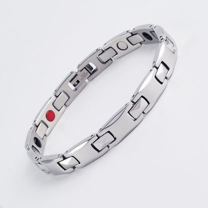 Silver Women's Titanium Steel Magnetic Bracelet with Negative Ions and Germanium Elements V888-ELOSUNG36599