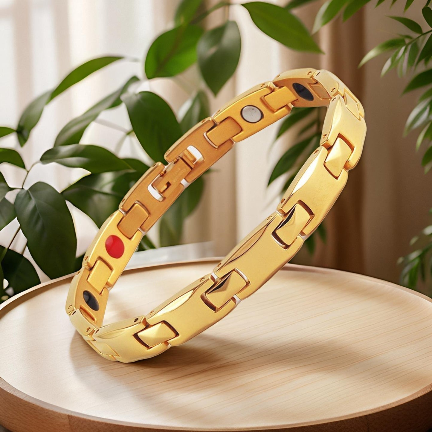 Silver Women's Titanium Steel Magnetic Bracelet with Negative Ions and Germanium Elements V888-ELOSUNG36599