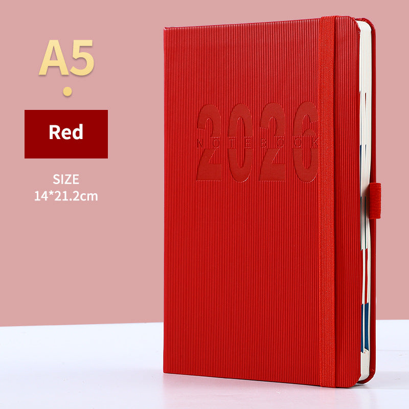 Red 2026 A5 English Daily Planner Notebook 365-Day Schedule Book for Monthly & Annual Planning V888-ELOSUNG36606