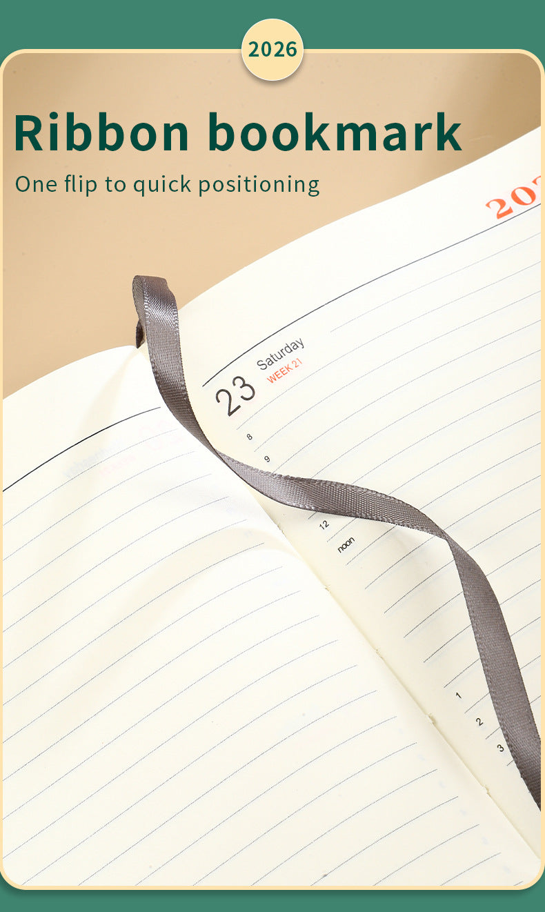 Red 2026 A5 English Daily Planner Notebook 365-Day Schedule Book for Monthly & Annual Planning V888-ELOSUNG36606