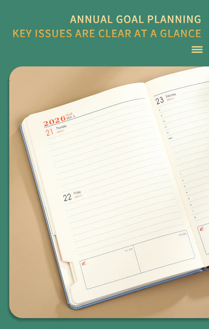 Orange 2026 A5 English Daily Planner Notebook 365-Day Schedule Book for Monthly & Annual Planning V888-ELOSUNG36608