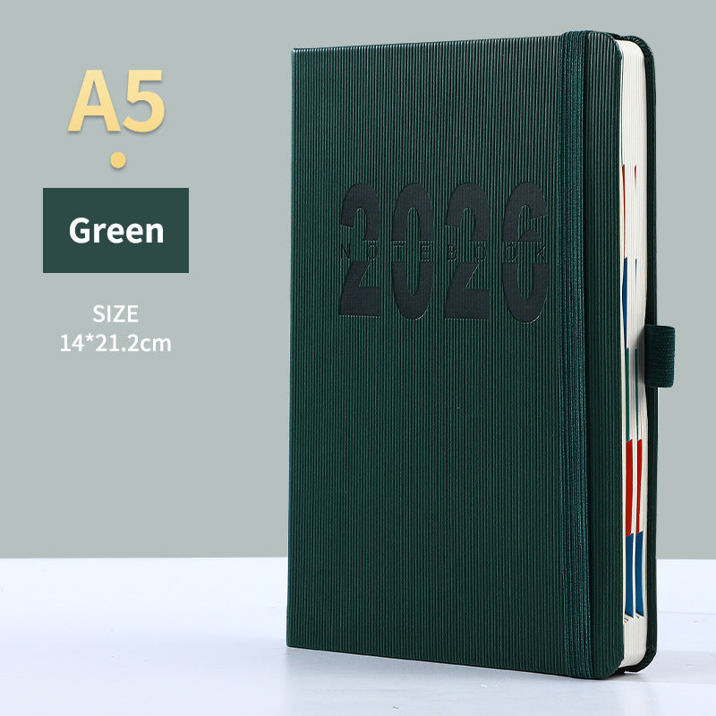 Green 2026 A5 English Daily Planner Notebook 365-Day Schedule Book for Monthly & Annual Planning V888-ELOSUNG36609