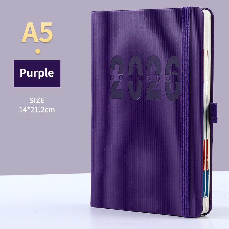 Purple 2026 A5 English Daily Planner Notebook 365-Day Schedule Book for Monthly & Annual Planning V888-ELOSUNG36610