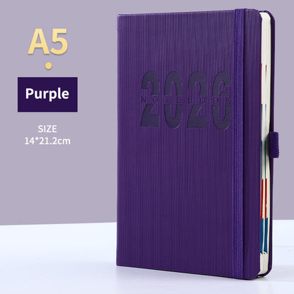Purple 2026 A5 English Daily Planner Notebook 365-Day Schedule Book for Monthly & Annual Planning V888-ELOSUNG36610