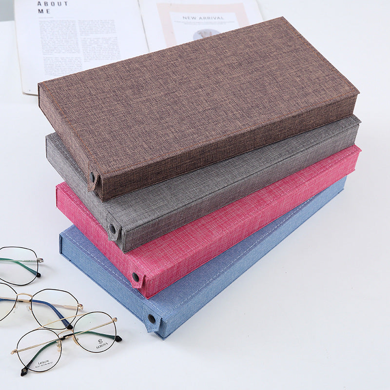 Grey Multi-Compartment Glasses Storage Box Dust-proof Fabric Eyewear Display Organiser with Snap Closure V888-ELOSUNG36618
