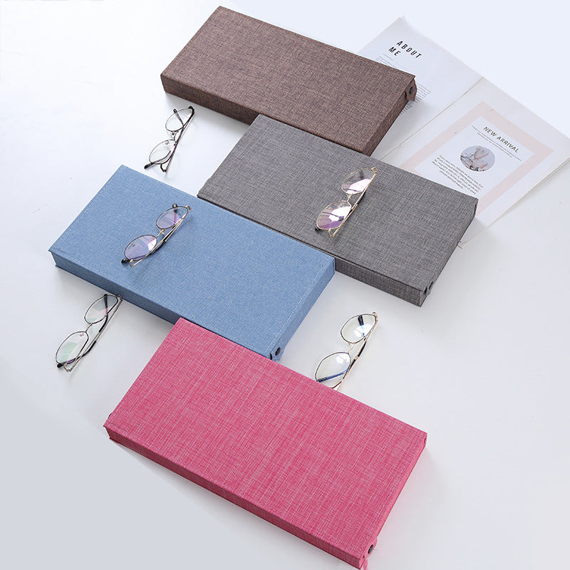 Pink Multi-Compartment Glasses Storage Box Dust-proof Fabric Eyewear Display Organiser with Snap Closure V888-ELOSUNG36621