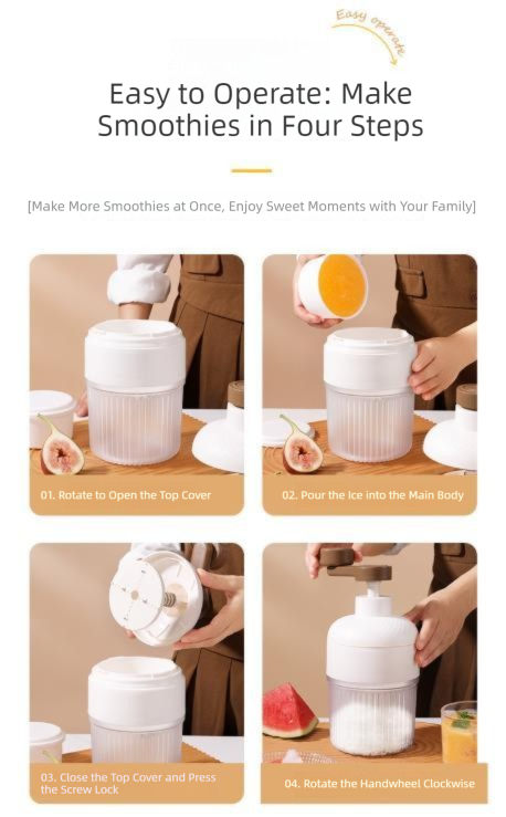 Manual Ice Shaver Machine Portable Hand-Crank Snow Cone Maker for Home Use with 2 Ice Cube Molds V888-ELOSUNG36622