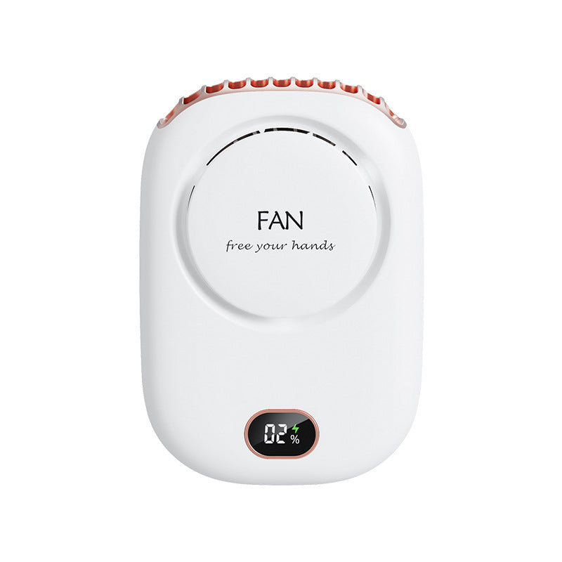 White Portable Bladeless Neck Fan with Waist Clip & Digital Display USB Rechargeable Mini Fan V888-ELOSUNG36627