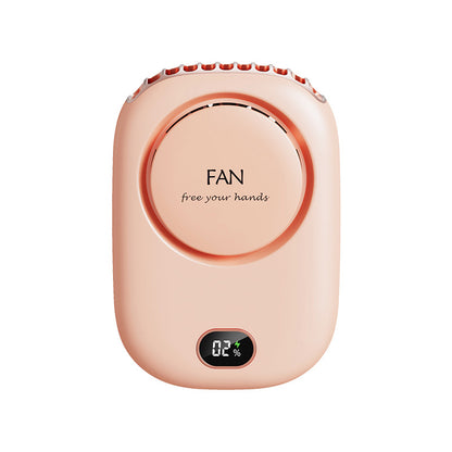 Pink Portable Bladeless Neck Fan with Waist Clip & Digital Display USB Rechargeable Mini Fan V888-ELOSUNG36628