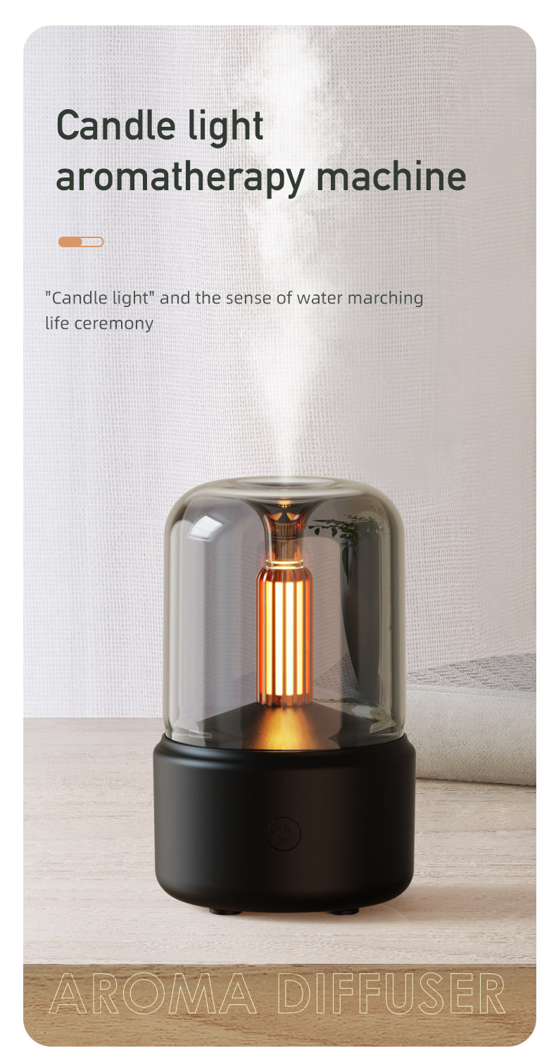 Black Creative Candleligh Aromatherapy Diffuser USB Desktop Ambient Candle Lamp Humidifier V888-ELOSUNG36629