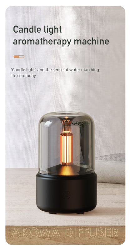 Black Creative Candleligh Aromatherapy Diffuser USB Desktop Ambient Candle Lamp Humidifier V888-ELOSUNG36629