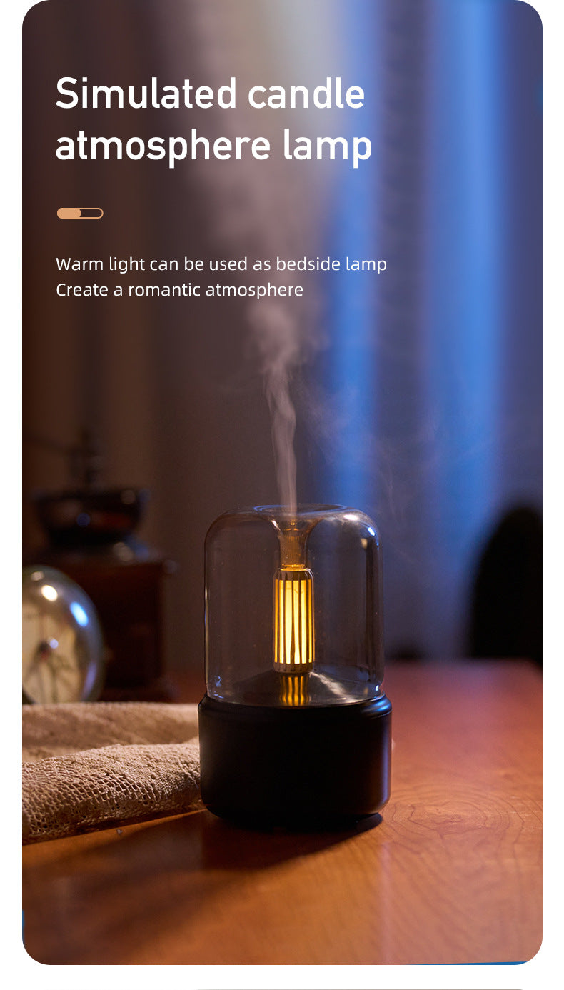 Black Creative Candleligh Aromatherapy Diffuser USB Desktop Ambient Candle Lamp Humidifier V888-ELOSUNG36629
