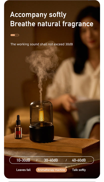 Black Creative Candleligh Aromatherapy Diffuser USB Desktop Ambient Candle Lamp Humidifier V888-ELOSUNG36629