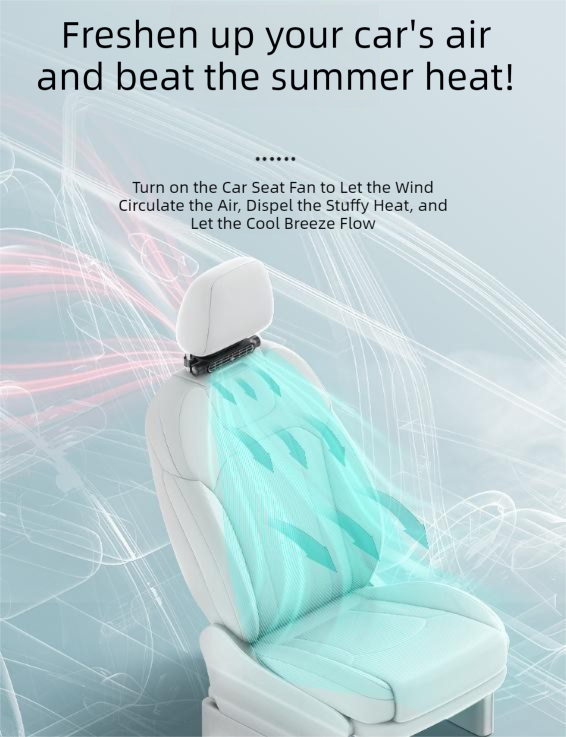 Beige Car Seat Back Headrest Fan USB Powered Turbine Cooling Fan with 3 Adjustable Speeds V888-ELOSUNG36633