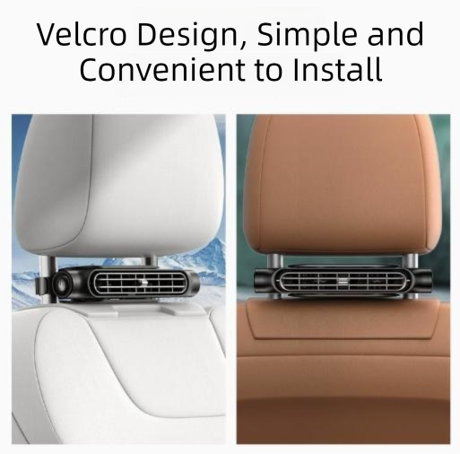Beige Car Seat Back Headrest Fan USB Powered Turbine Cooling Fan with 3 Adjustable Speeds V888-ELOSUNG36633